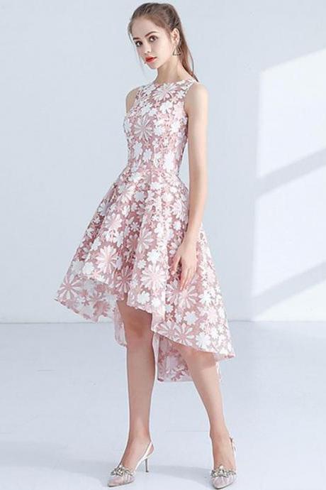 Unique Pink High Low Prom Dress,homecoming Dress