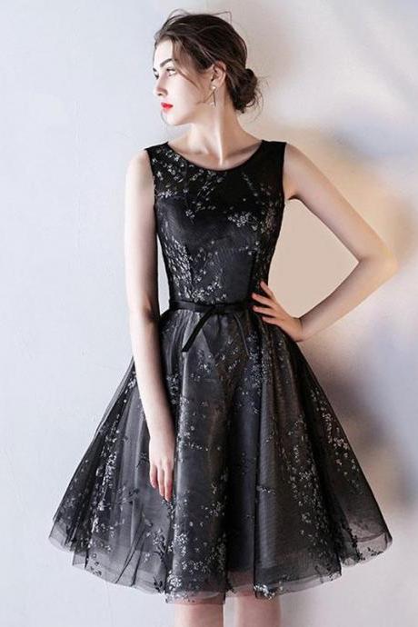 Black Tulle A Line Short Prom Dress,homecoming Dress