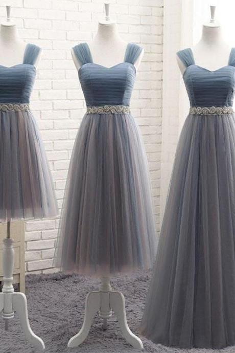 Gray Sweetheart Neck Tulle Prom Dress,gray Evening Dress