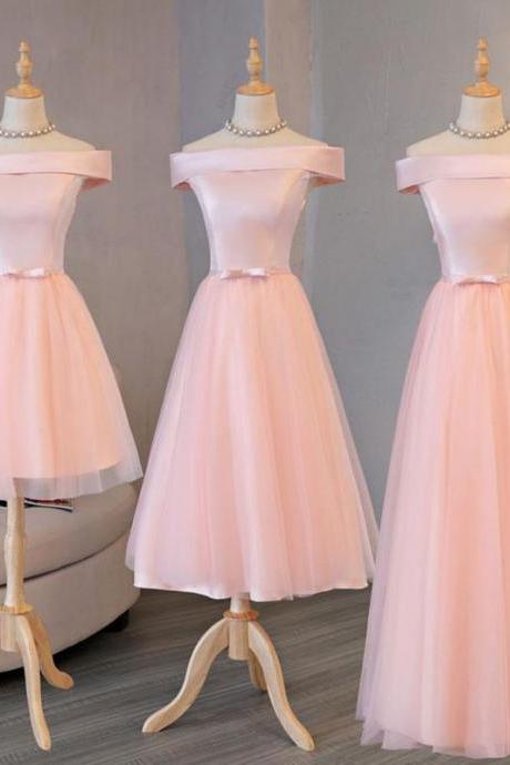 Cute Pink Tulle Off Shoulder Prom Dress,evening Dress