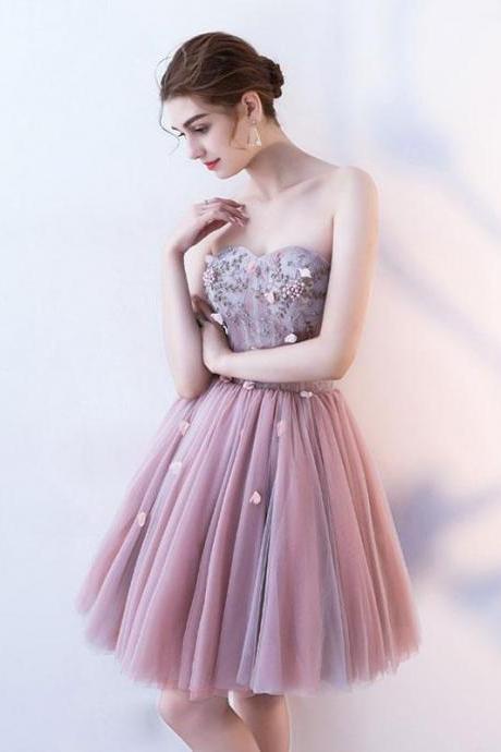 Cute Sweetheart Neck Short Prom Dress,lace Homecoming Dress