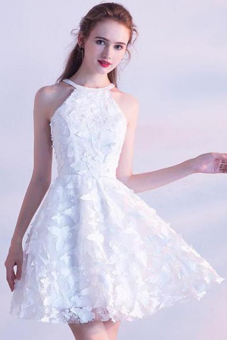 White Short Prom Dress,cute Homecoming Dress