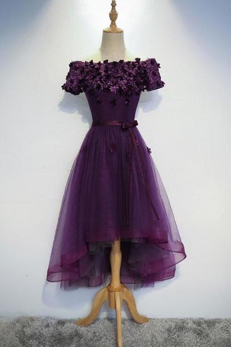 Cute Purple High Low Prom Dress,purple Evening Dress
