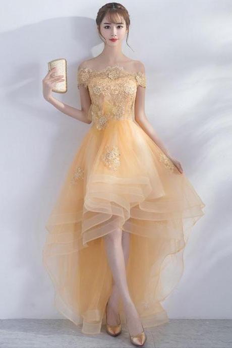Champagne Tulle Lace Short Prom Dress,champagne Evening Dress