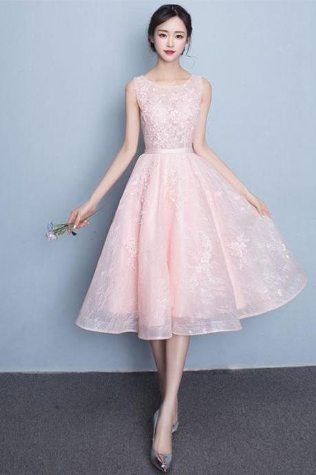 Cute Round Neck Lace Short Prom Dress,evening Dress