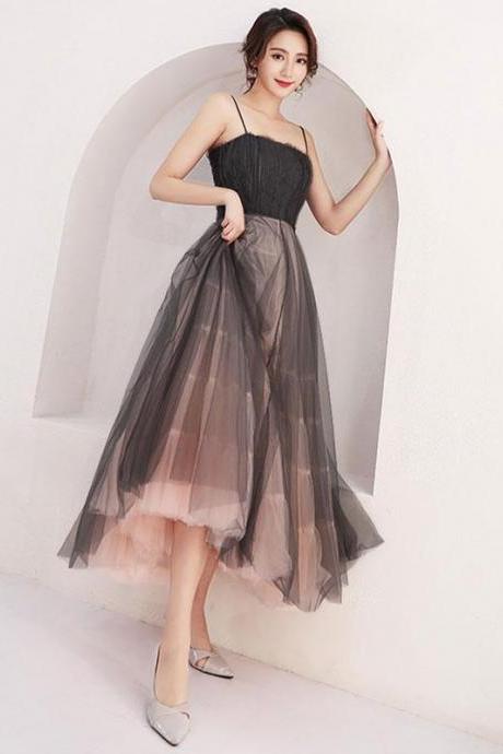 High Quality Black Tulle Short Prom Dress, Homecoming Dress