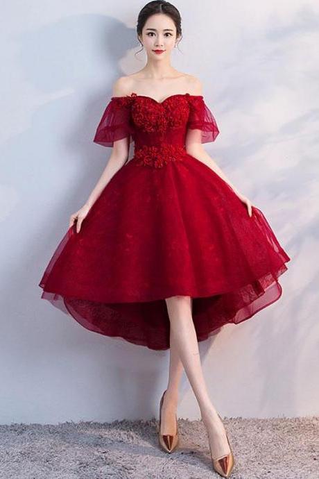Burgundy Tulle Short Prom Dress,homecoming Dress