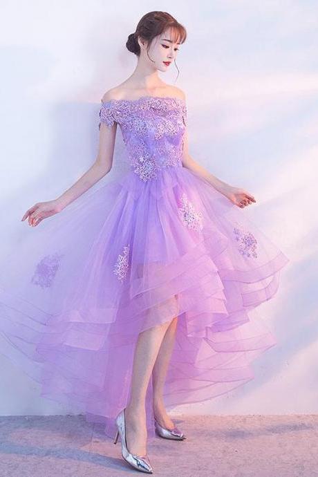 Purple Tulle Lace Applique Prom Dress,purple Homecoming Dress