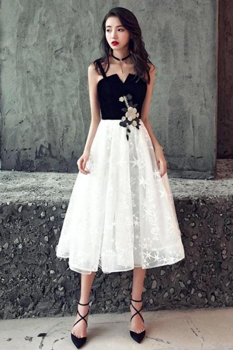 Cute Black And White Short Prom Dress,homecoming Dress
