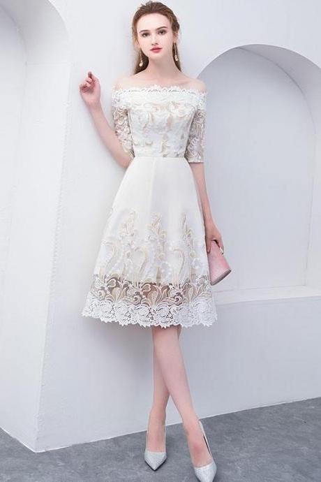 Unique White Lace Short Prom Dress,white Homecoming Dress