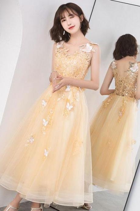 Champagne Lace Tulle Short Prom Dress,homecoming Dress