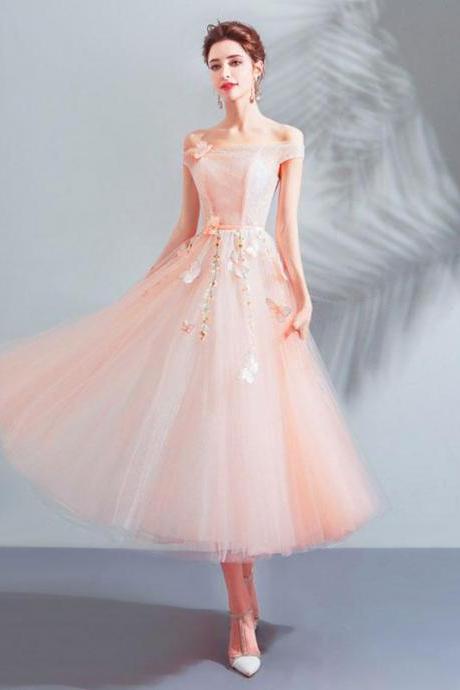 Pink Tulle Lace Short Prom Dress,homecoming Dress