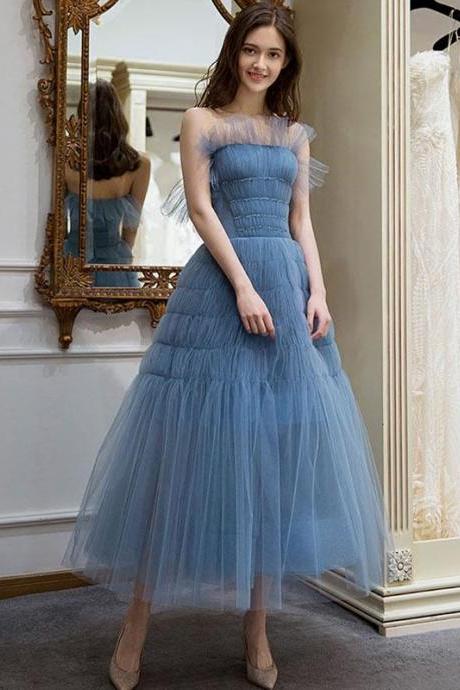 Cute Blue Tulle Short Prom Dress,homecoming Dress