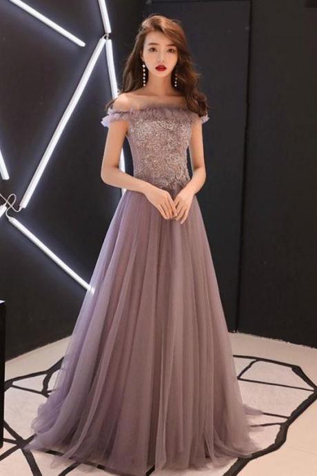 Unique Lace Tulle Long Prom Dress,evening Dress