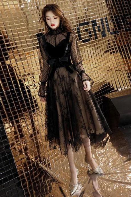 Black Tulle Lace Short Prom Dress,black Lace Homecoming Dress