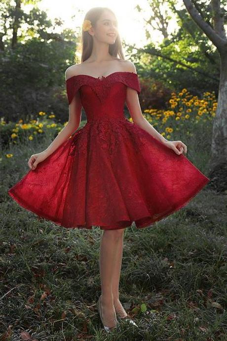Burgundy Tulle Lace Short Prom Dress,burgundy Bridesmaid Dress