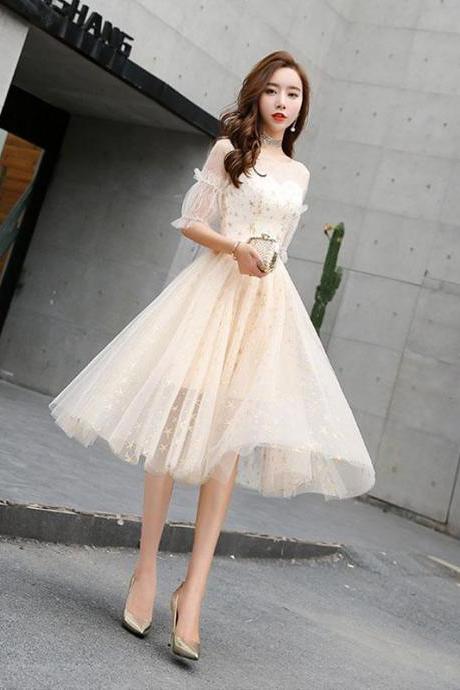 Champagne Tulle Short Prom Dress,champagne Tulle Short Homecoming Dress
