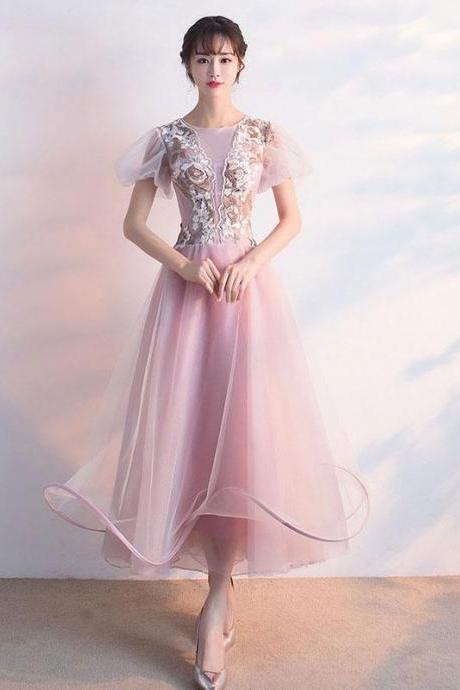 Pink Tulle Lace Prom Dress,pink Tulle Evening Dress