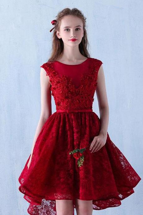Burgundy Lace Short Prom Dress,burgundy Lace Homecoming Dress