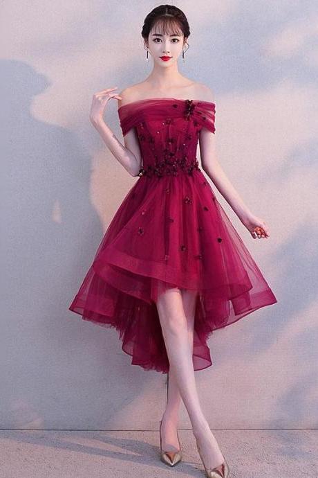 Burgundy Tulle Short Prom Dress,burgundy Homecoming Dress