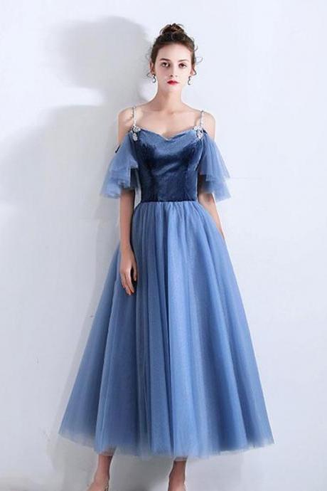 Simple Blue Sweetheart Short Prom Dress,blue Bridesmaid Dress