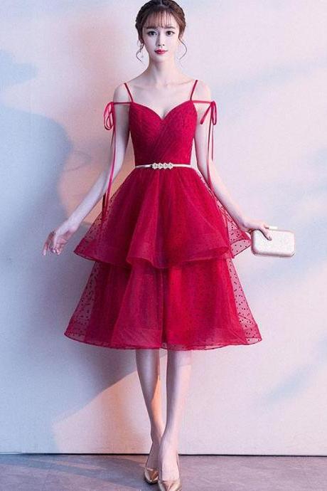 Burgundy Sweetheart Neck Tulle Short Prom Dress,burgundy Homecoming Dress