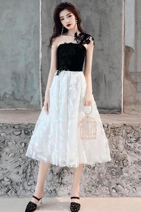 White One Shoulder Tulle Short Prom Dress,homecoming Dress