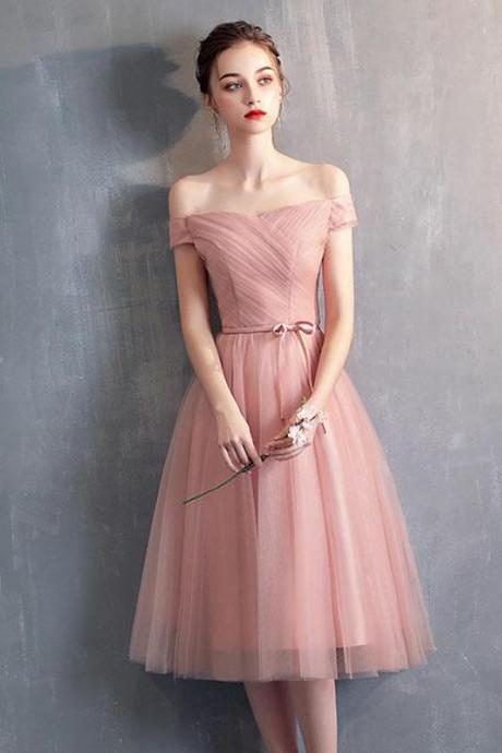 Simple Pink Tulle Bridesmaid Dress,prom Dress,wedding Party Dress