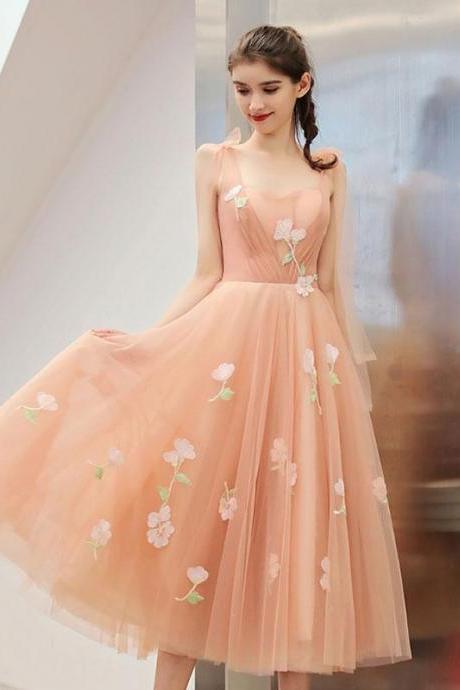 Pink Tulle Lace Applique Short Prom Dress,pink Homecoming Dress