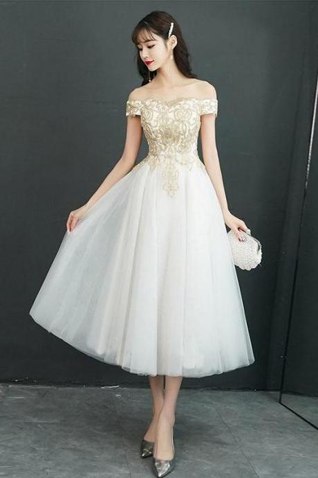 White Tulle Off Shoulder Short Prom Dress,tulle Homecoming Dress