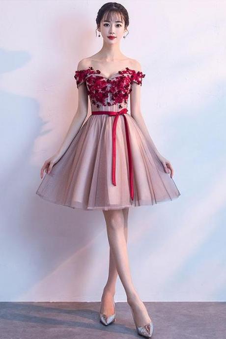 Cute Sweetheart Neck Tulle Lace Short Prom Dress,homecoming Dress