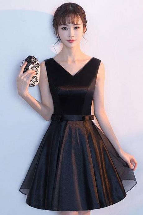 Simple Black Short Prom Dress,black Homecoming Dress