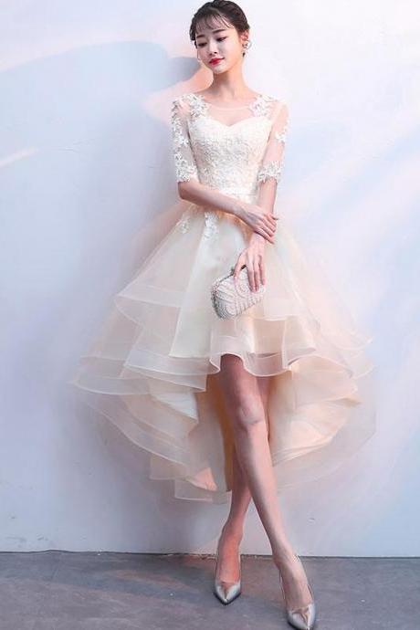 Champagne Tulle Lace Prom Dress,champagne Homecoming Dress