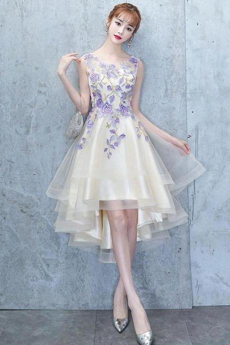 Light Champagne Tulle Lace Short Prom Dress,lace Homecoming Dress