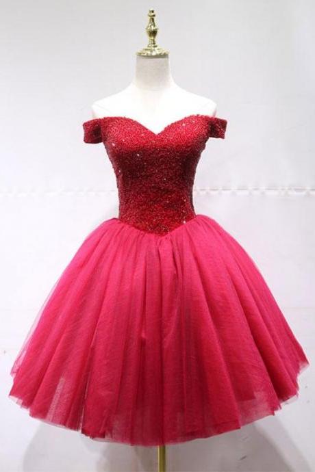 Cute Tulle Beads Short Prom Dress,tulle Homecoming Dress