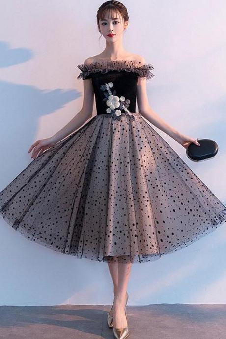 Cute Black Tulle Short Prom Dress,black Homecoming Dress