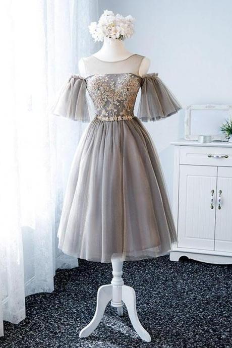 Cute Round Neck Tulle Lace Short Prom Dress,tulle Homecoming Dress