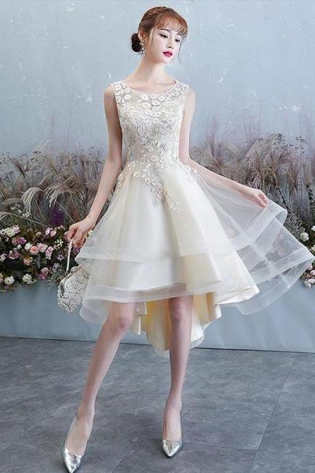 Light champagne tulle lace prom dress,light champagne homecoming dress