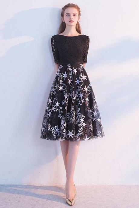 Black Lace Tulle Short Prom Dress Tulle Lace Homecoming Dress