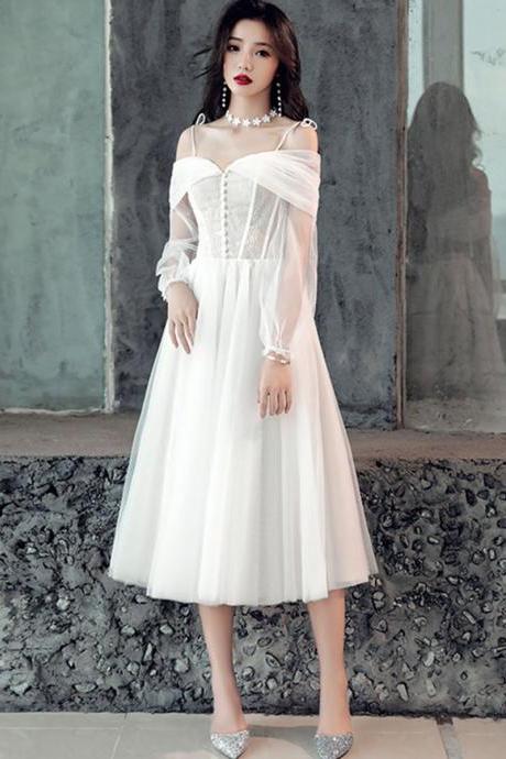 White Sweetheart Off Shoulder Tulle Short Prom Dress