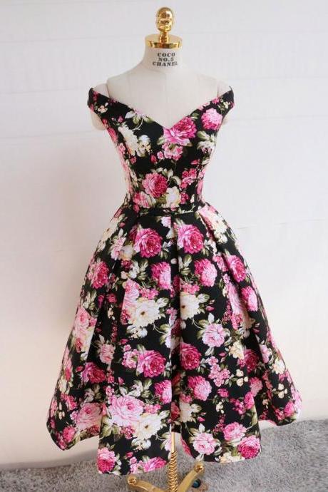 Cute V Neck Off Shoulder Satin Short Prom Dress Pink Bridesmaid Dress