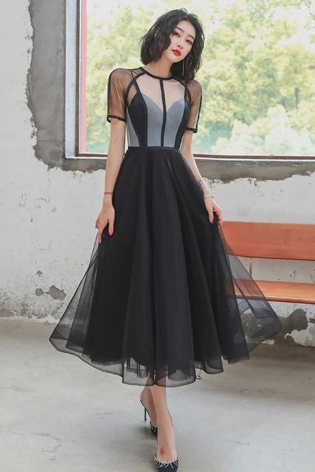 Black tulle short prom dress black tulle formal dress