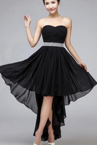Chiffon High Low Bridesmaid Dresses, Beautiful Party Dresses, Sweetheart Lace-up Formal Dresses