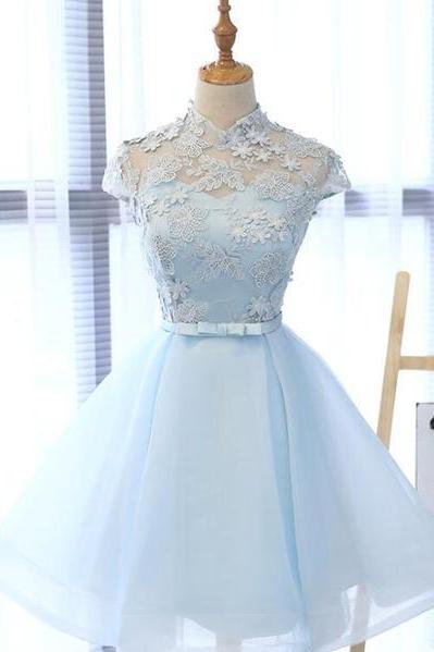 Cute Light Blue Homecoming Dress For , Lovely Tulle Formal Dresses, Party Dress