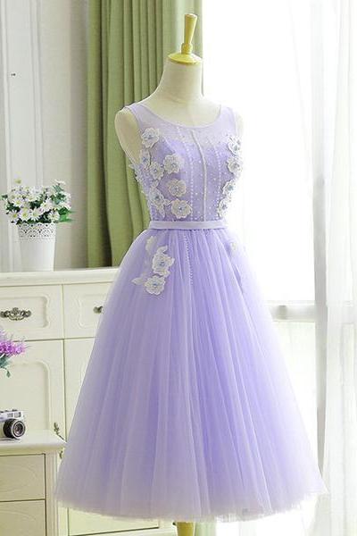 Beautiful Lavender Tulle Vintage Party Dresses, Homecoming Dresses