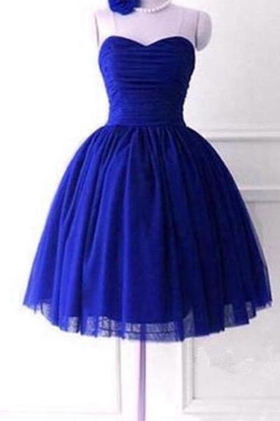 Royal Blue Sweetheart Cute Short Ball Homecoming Dresses, Blue Homecoming Dresses, Party Dress