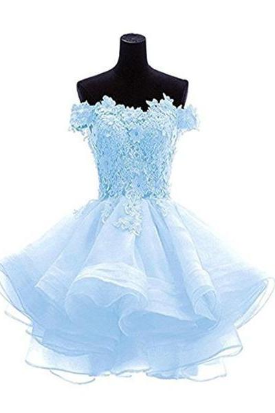 Light Blue Knee Length Homecoming Dress, Cute Short Prom Dress, Party Dress
