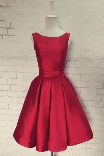 Red Homecoming Dress With Bow, Lovely Party Dresses, Formal Dresses
