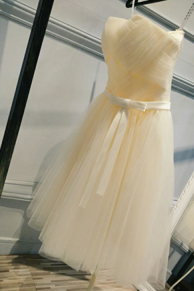 Cute ?tulle Knee Length Party Dress With Bow, Cute Formal Dress