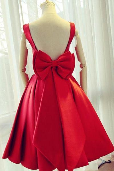 Beautiful Satin Red Party Dress, Short Homecoming Formal Dress, Prom Dresses